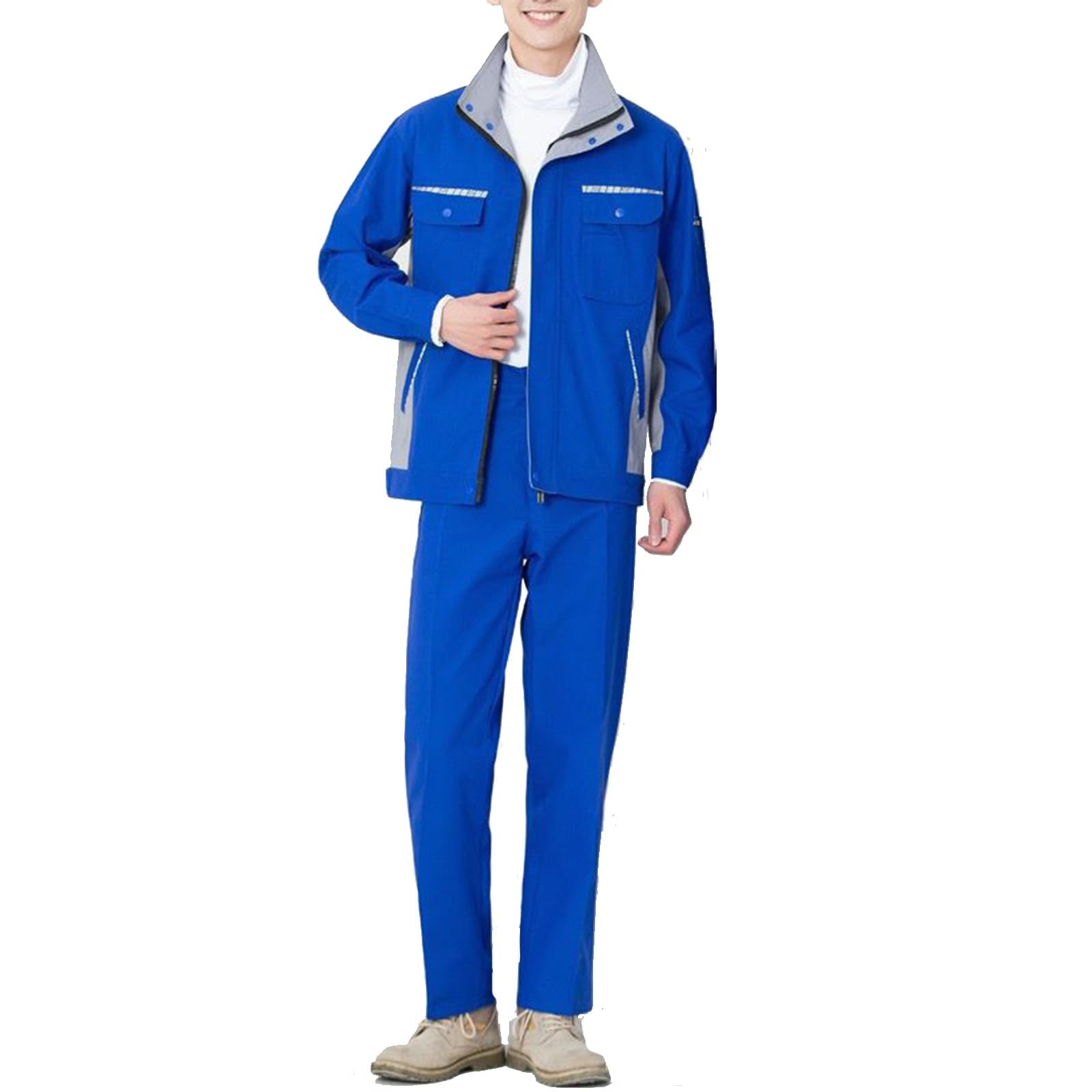 Ropa de Protección Laboral para Hombre Mono de Lona de Algodón con Cuello Alto A Prueba de Viento Dobladillo Ajustable Mono de Mecánico Resistente
