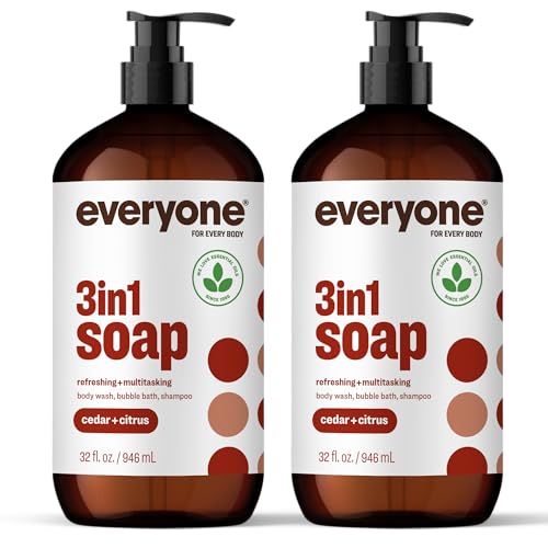 Image of Everyone 3-in-1 Soap, Body Wash, Bubble Bath, Shampoo, 32 Ounce (Pack of 2), Cedar and Citrus, made with Essential Oils for Men and Women | Sulfate-free | essential oil formula | body wash + shampoo + bubble bath | men and women | natural | bulk 2-pack