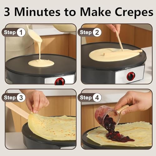 Crêpe-Maschine, 39,5 cm, kommerzielle Crêpe-Maker-Maschine, Methangas-Pfannkuchen, große Kochplatte, antihaftbeschichtet, für Geschäft, Get-Togethers, Eierpfannkuchen, Hot Dogs – Bild 6