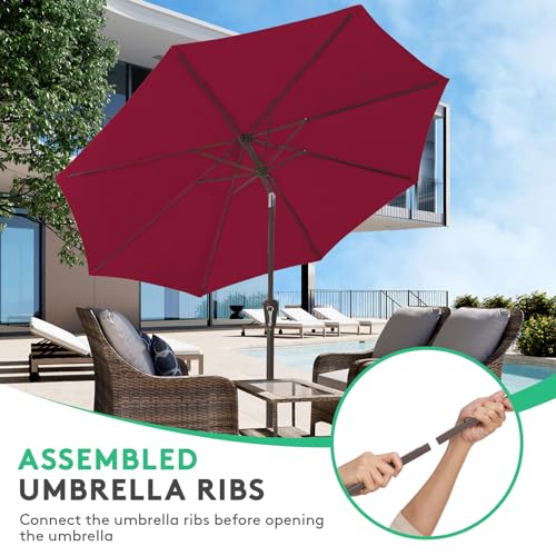 Image of JEAREY 10FT Outdoor Patio Umbrella, Market Umbrella, Wine Red