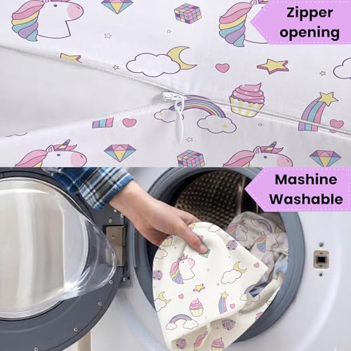 Image of Premium Memory Foam Toddler Thin Pillow with Washable Removable Cover | Head, Neck & Back Support | Ideal for Sleeping, Reading & Resting | Age 2 to 9 Year | 18.5x12.5x2.5in | Unicorn Print