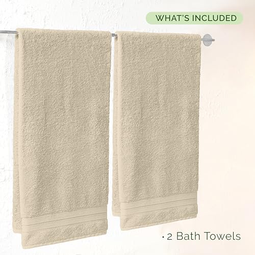 Image of Elegant Comfort Three Line Popcorn Towel Set for Bathroom 27 x 54 inches, Premium Hotel Quality 2-Pack Bath Towels, 100% Turkish Cotton, Soft and Durable, Quick Dry and Highly Absorbent, Ivory