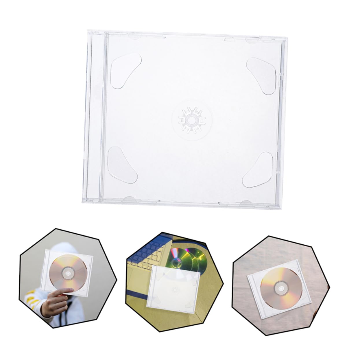 Buste per Cd, Custodia Dvd in Polistirene, 10 Pezzi, per Dischi PC e Musica, Leggere e Sicure, per Casa e Auto