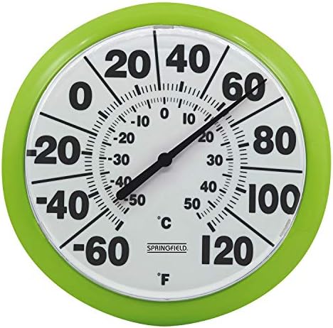 Springfield 8" Indoor/Outdoor Dial Thermometer, Green