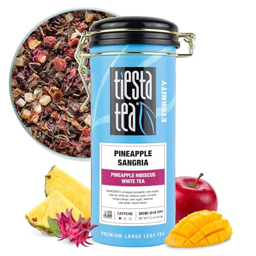 Image of Tiesta Tea Pineapple Sangria Loose Leaf Tea - Pineapple Hibiscus White Tea Blend | Premium Low-Caffeine Fruit Infusion | Hot or Iced | 5.5oz Refillable Tin | Makes Up to 50 Cups