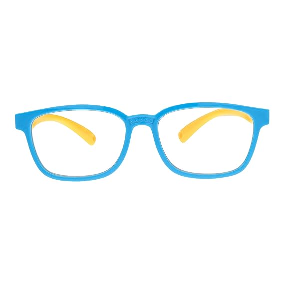 Vink Light Blocking Computer Glasses for Kids Zero Power Anti Glare Glasses for UV Eye Protection & Anti Eyestrain for Age 5-10 (Blue with Yellow Wayfarer)