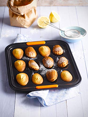 Le Creuset Antihaft Madeleine-Form, Für 12 Stück, Sauerteigbeständig, Aus Karbonstahl gefertigt, Anthrazit/Orange, 46061000010000 – Ansicht 3