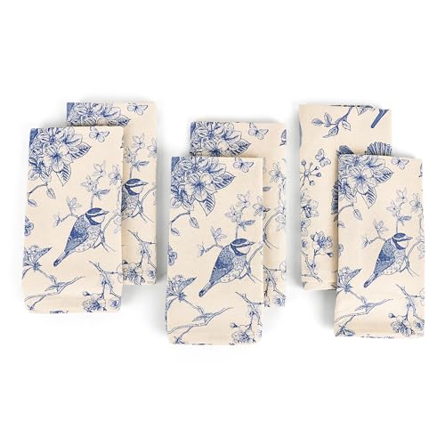 Image of FINGERCRAFT Kitchen Cloth 100% Soft High GSM Cotton Fabric Kitchen Towel, 20 x 30 Inches Perfect Size for Kitchen Uses, Set of 6, Multipurpose Use as Dish Towel, Bar Towel (Toile)