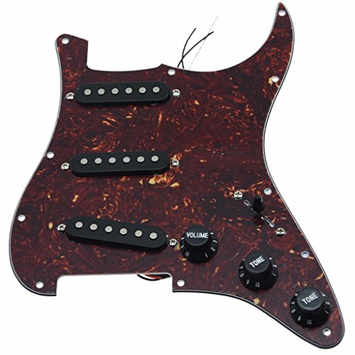 KAISH Loaded American ST/Strat Style SSS Pickguard Prewired Pick Guard with Ceramic Pickups for Stratocaster/Strat Vintage Tortoise With Black Covers and Knobs
