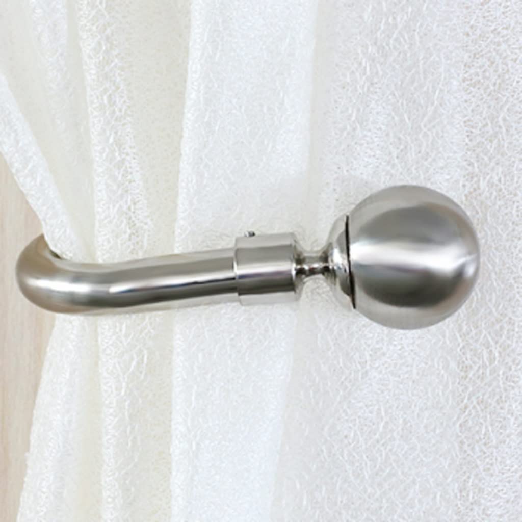 Round Rideau patères, Rideaux de Luxe en Forme de U embrasses, décoration métal brossé Rideau Tieback Crochets, 2PCS