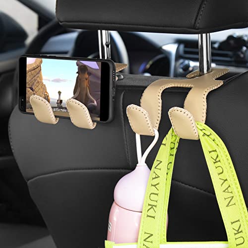 Purse Hook For Car, Headrest Hooks For Car Purse Holder For Car 2 In-1 Durable Hook Leather Car Headrest Hooks Car Back Seat Hooks Car Purse Hooks For Hanging, Purses, Umbrellas, Grocery Bag, 1Pcs #TOP1