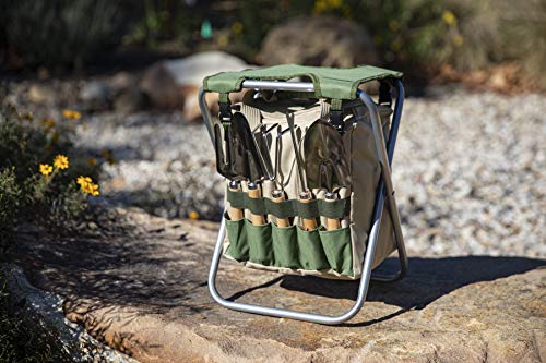 PICNIC TIME Garden Kneeler and Seat, Folding Gardening Bench, Portable Garden Stool and Kneeler with Detachable Tote Organizer for Weeding & Yard Work (Olive Green with Beige Accents) - Image 3