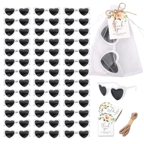 40 Sets of Heart-Shaped Sunglasses, Bulk Wedding Party Favors, Reception Gifts and Souvenirs for Guests