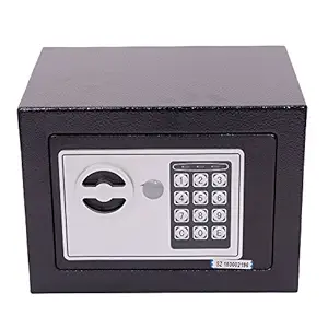 Safe Box,Digital Security Safe,Fireproof Keypad Safe Lock Box with Keys,Money Box and Deposit Box for Cash Jewelry Home Office Hotel Storage,6.69x9.06x6.69 Inches (Black)