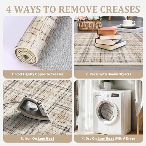 Tapete decorativo lavable 8x10 beige rectangular miniatura 4