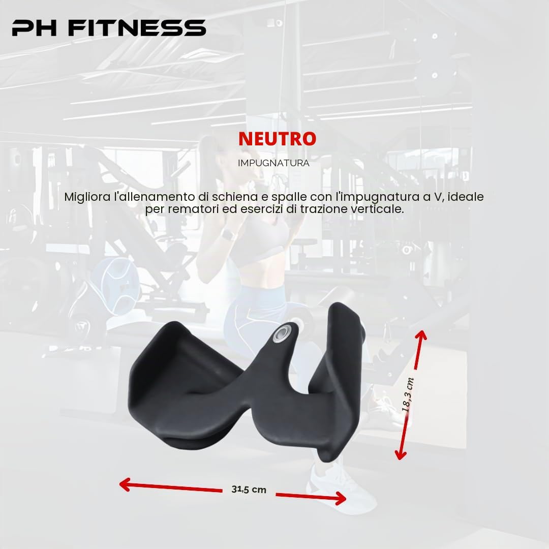 PH Fitness Set Multi Grip [5 Maniglie] – Maniglie Versatili per Lat Pulley e Rematori – Barra Fitness Regolabile con Antiscivolo in Schiuma – Ideale per Home Gym e Allenamento Forza