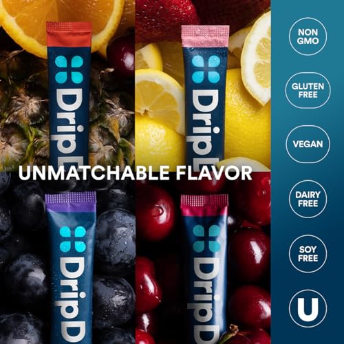 Dripdrop 1024013 Hydration Juicy Variety Pack Electrolyte Drink Mix Single-Serve Powder Packets- Grape thumb #7