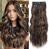 4PCS Thick Hairpieces Clip in Hair Extensions for Women Synthetic Clip in Long Wavy Hair Extension 2