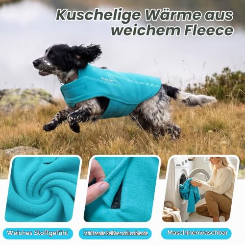 VIVAGLORY Wintermantel Hund Cozywrap Hundemantel Fleecemantel, XXS, Türkis