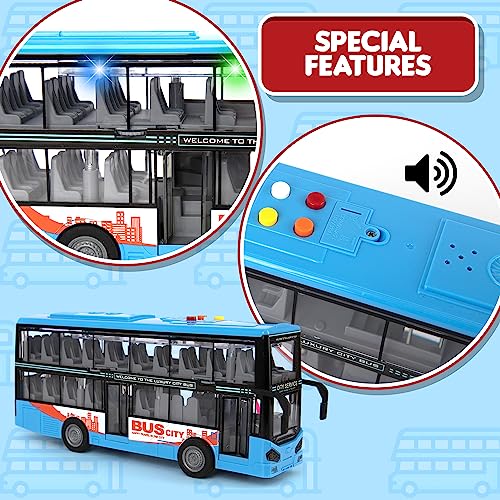 ArtCreativity Double Decker Bus Toy with Lights & Sounds - Friction Powered Toy Bus for Kids with Indoor Ceiling Lights and 4 Different Sounds - Doors Open - Gift for Kids Ages 3-8 by ArtCreativity - Image 3