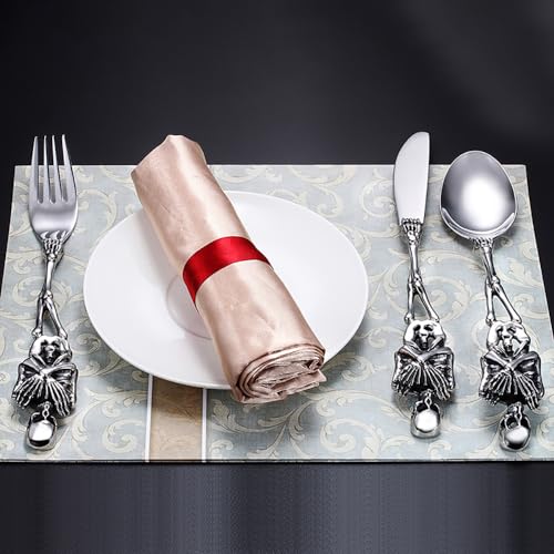 Cutlery Silverware Set 12 Piece Flatware Set for 4, Creative Skeleton Handle 18/10 Stainless Steel include Forks Spoons Dinner Knives flatware-serving-sets
