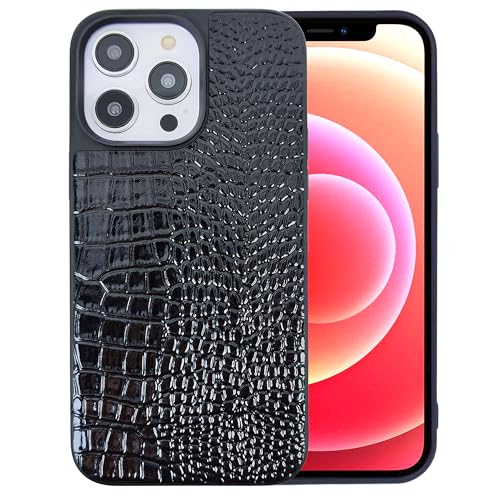 DMaos Funda compatible con iPhone 15 para mujer, piel sintética de cocodrilo, moda clásica para iPhone 15 2023 de 6.1 pulgadas, color negro