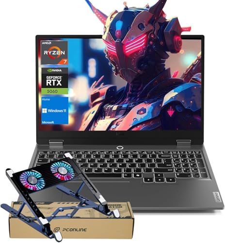 Image of Lenovo LOQ 15 15ARP9 RTX 4060 Gaming Laptop, 15.6 inch FHD 144Hz, AMD Ryzen 7 7435HS, NVIDIA RTX 4060, 64GB DDR5 RAM, 1TB SSD, Backlit KB, RJ-45, Bundle with PCO Laptop Cooler