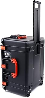 Black Pelican 1637 Air case with Orange Handles & latches. Comes with foam. With wheels.