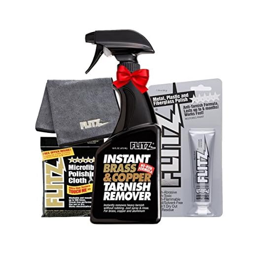 Flitz BC 01806 Instant Brass and Copper Tarnish Remover 16 oz Spray Cleaner + 16 oz Metal Polish Paste Cream + EXTRA LARGE Microfiber Cloth Shine Away Corrosion