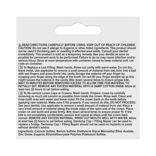 Dentemp Maximum Strength Loose Cap and Lost Filling Repair - Dental Repair Kit for Instant Pain Relief - Value Pack (Packaging May Vary)
