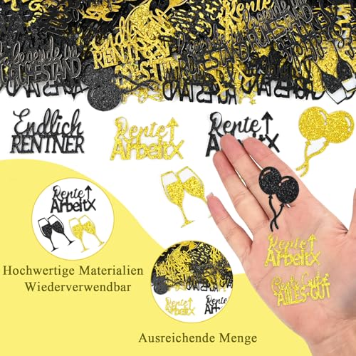 NISENTIA 100 Stück Rente Deko Tischdeko Konfetti, Streudeko Ruhestand Deko, Rente Gut Alles Gut Endlich Rentner Streudeko Confetti, Tischdeko Renteneintritt Frau Männer für Abschied Party Dekoration