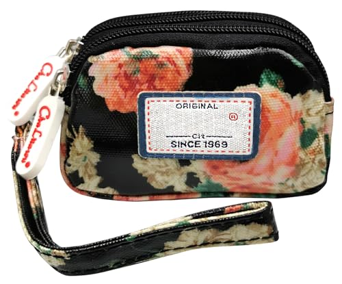 Small Printed Nylon Wristlet Wallet Women 3 Zipper Clutch Detachable Strap Water Resistant Coin Purse Gift (STYLE 3)