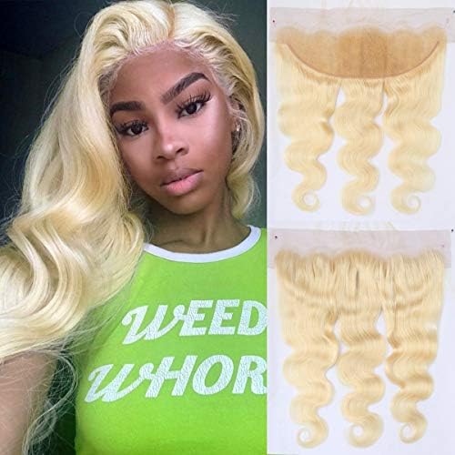 Dorabeauty Blonde Bundles with Frontal Closure Blonde #613 Body Wave 100% Brazilian Human Hair (10 Inch, One Frontal)