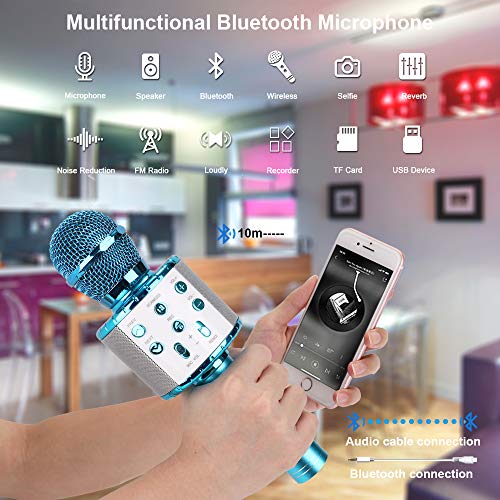 HALOVIE-Kids-Microphone-Bluetooth-Wireless-Microphone-Handheld-Speaker-Karaoke-Equipment-for-Home-KTV-Player-Party-Singing-Birthday-Christmas-Gifts-for-Girl-Boy