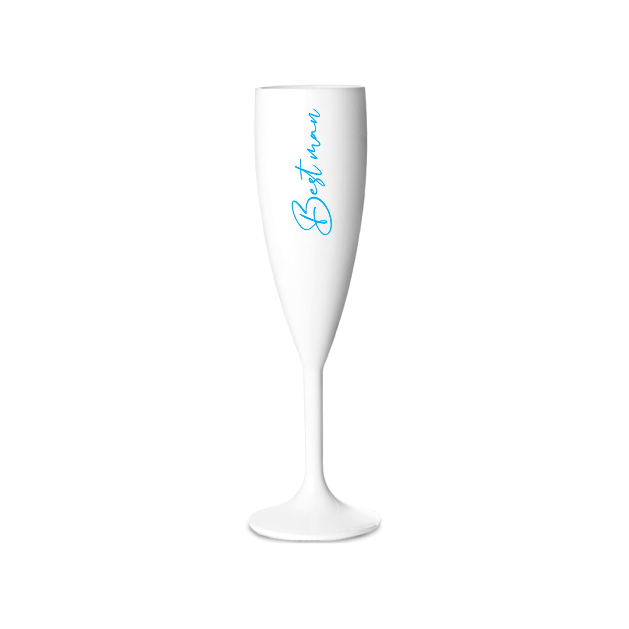 Print Maniacs Champagne Premium White Flute Glass Bride Groom Mr Mrs Wedding Maid Honour Wine Cocktail Prosecco Celebrations Gift (Baby Blue, Best Man)