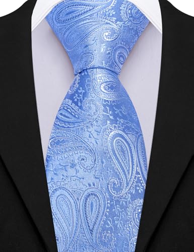Image of Barry.Wang Paisley Tie for Men Silk Woven Necktie and Tie Clip Set Wedding Party Business Formal
