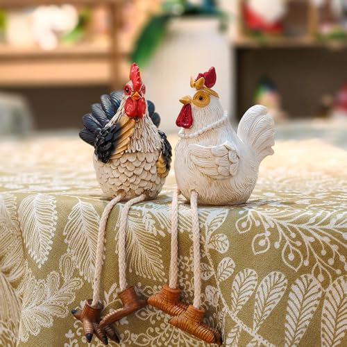 Figuras de Gallinas Divertidas para Repisa, Set de 2 miniatura 3