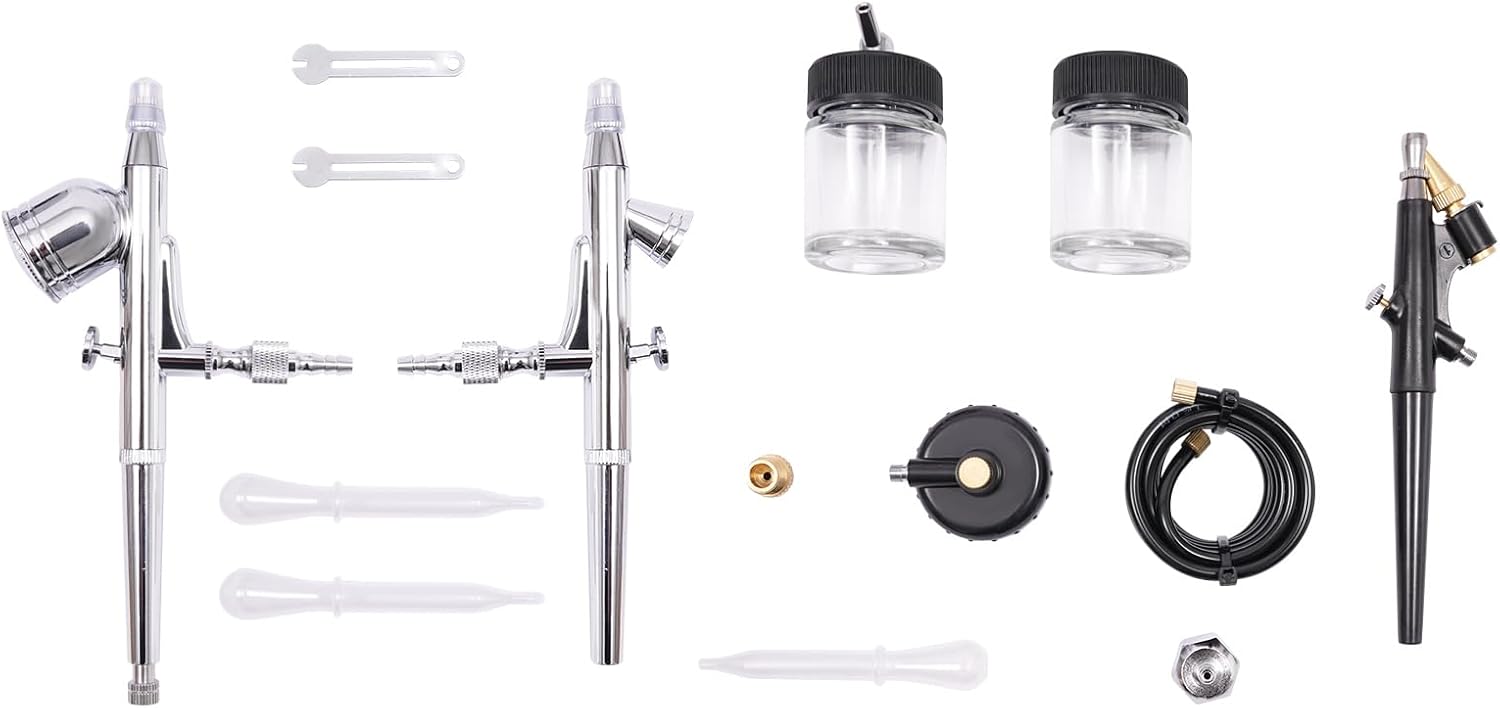 Professional Airbrushing Set, 1/6HP Airbrushing Set with Portable Compressor Kit Pressure Regulator and Air Filter, Foldable Airbrushing Set Model Spray Paint Booth Built-in 25W Cooling Fan