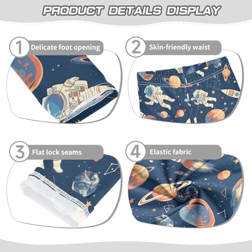 Wusikd Astronauts Planets Girls' Leggings Toddler Doodles Stars Spaceships Kids Yoga Pants Dance Active Tights 4T3