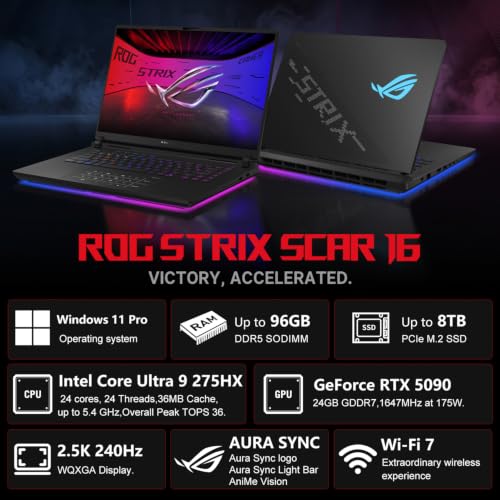 Image of ASUS ROG Strix Scar 16 RTX 5090 Intel Core Ultra 9 275HX 2.5K Gaming Laptop