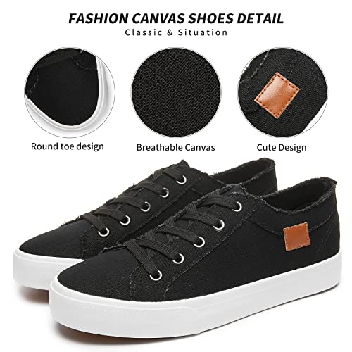 Image of Women's Sneakers Canvas Shoes for Women Lace up Fashion Canvas Sneakers Classic Low Top Casual Shoes