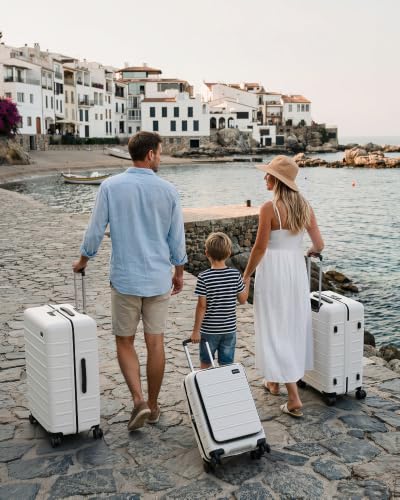 Image of TAKUMI Suitcases with Wheels, Expandable Carry on Luggage, 3 Piece Set | Luggage Sets, Front Pocket, Hardside, Lightweight, 360 Spinner Wheels, TSA Lock, Family Business Travel, White, 20 /24 /28