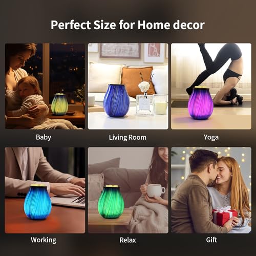 Image of Electric Wax Melt Burner Art Glass Scented Candle Warmer with Timer and 7 led Color Changing Removable Silicone Dish for Wax Melts Fragrance Oil Night Light Candle Warmer for Home