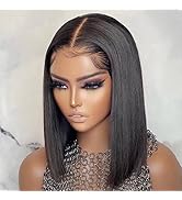 Short Bob Wig Human Hair 4X4 Lace Closure Wig HD Transparent Straight Lace Front Bob Bob Wig for ...