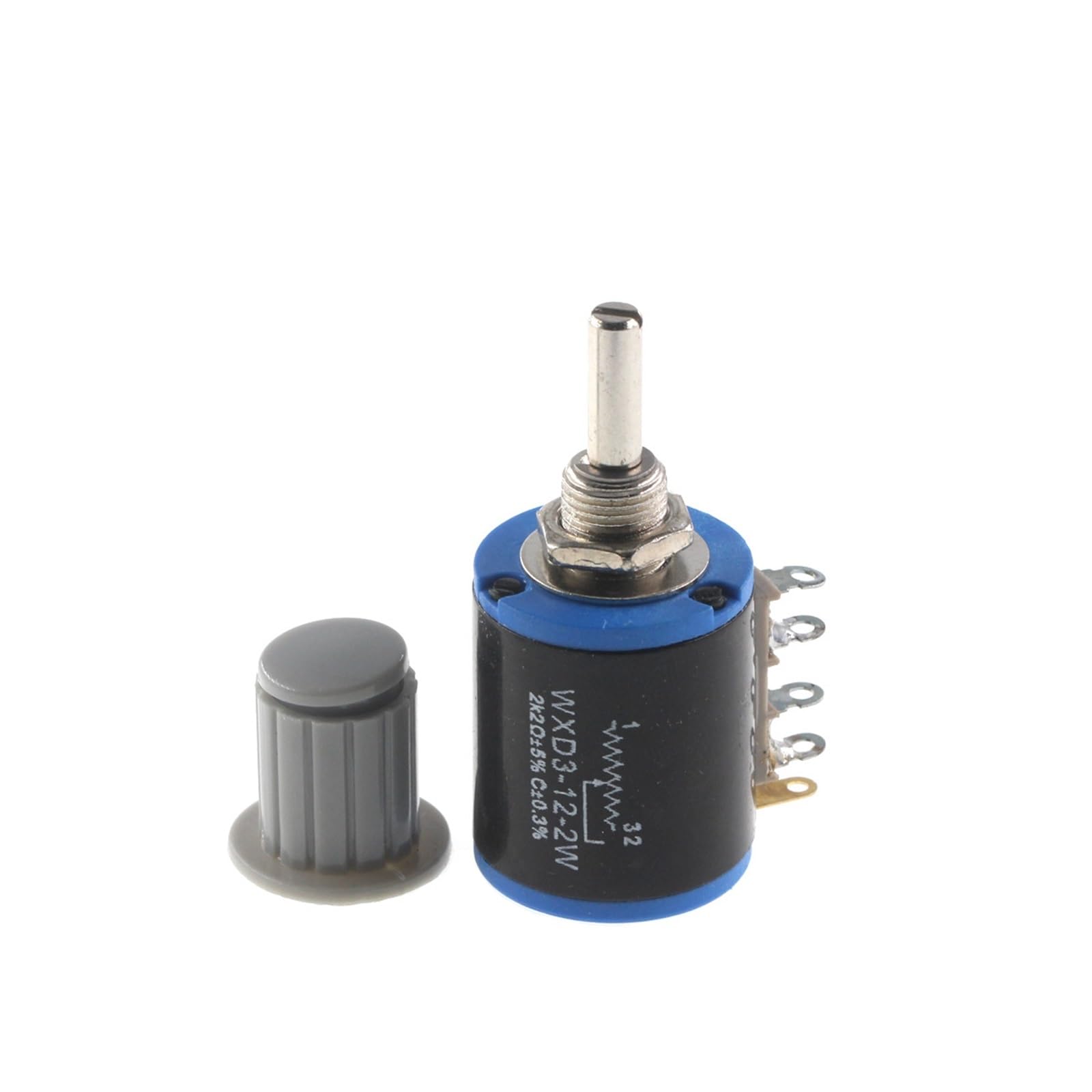 Interruptor de Palanca con potenciómetro para, Paquete de 5 potenciómetros bobinados WXD3-12-2W con perillas y múltiples resistencias de 2 W(4.7K Ohm)