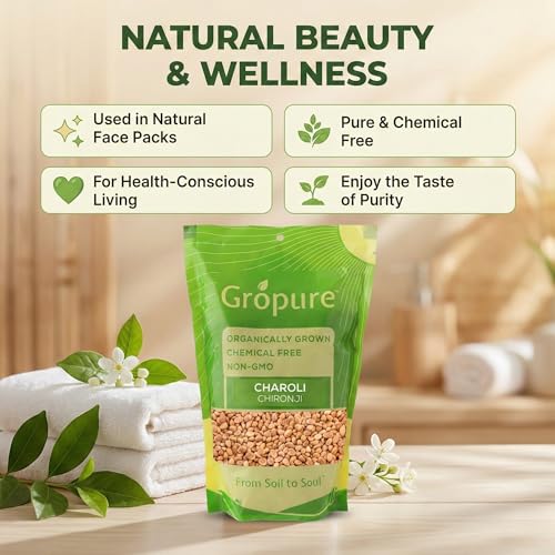 Image of GroPure Organic | Chironji Seeds 100g | Raw Charoli | Almondette Kernels | Chiraunji | Chemical-Free | For Kheer, Halwa & Payasam | Chironji Dry Fruit | Sarapappu