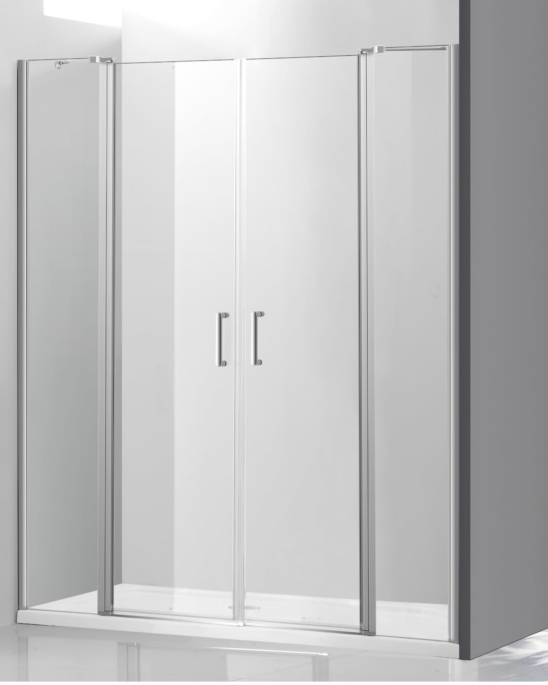 Box doccia cm 100 Nicchia vetro temperato 6 mm trasparente, apertura con 2 anta a battente e profili cromati in alluminio