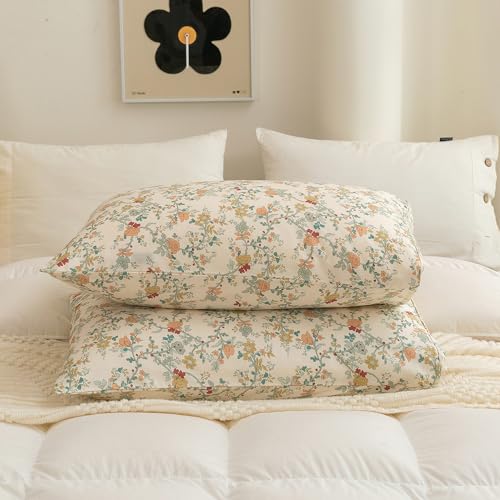 Image of ECOCOTT 2 Pack Pillowcase King Size, Floral Pillow Cases Set - 100% Cotton Pillow Covers with Envelope Closure (King, 20 inchx36 inch)