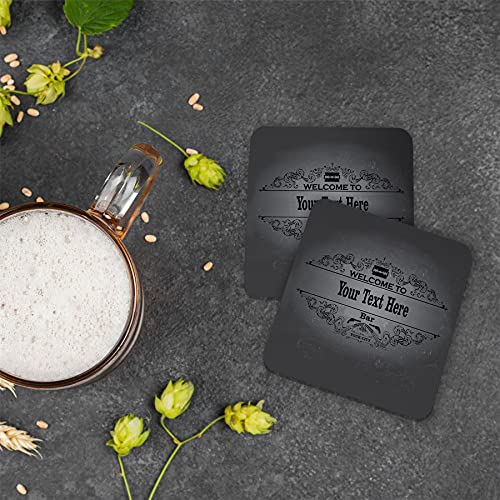 Personalised Beer Mats Pack Of 96 - Multi Bulk Buy Absorbent Recyclable Cardboard Drink Mat Coasters 3.74 X 3.74 X 0.04 Inch Square - Accessories For Home Bars Pubs - Co-Card-Di052-96 - Add Your Text #TOP2