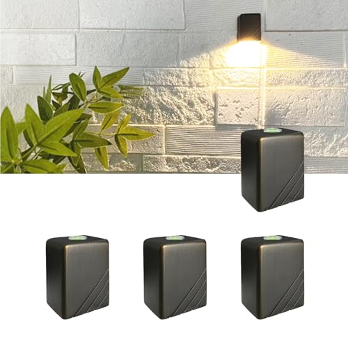 COLOER Brass Modern Wall Sconces, 12V Low Voltage LED Deck Lights Outdoor, Wall Light for Indoor/Outdoor,Bedroom, Living Room, Hallway (4-Pack) 2" Rectangular-Bronze 4 pack